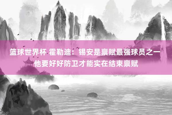 篮球世界杯 霍勒迪：锡安是禀赋最强球员之一 他要好好防卫才能实在结束禀赋