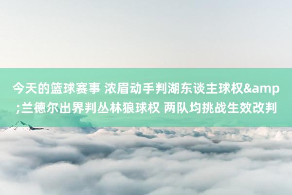 今天的篮球赛事 浓眉动手判湖东谈主球权&兰德尔出界判丛林狼球权 两队均挑战生效改判